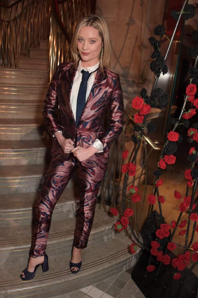 Laura Whitmore Wears a Paisley-Print Suit