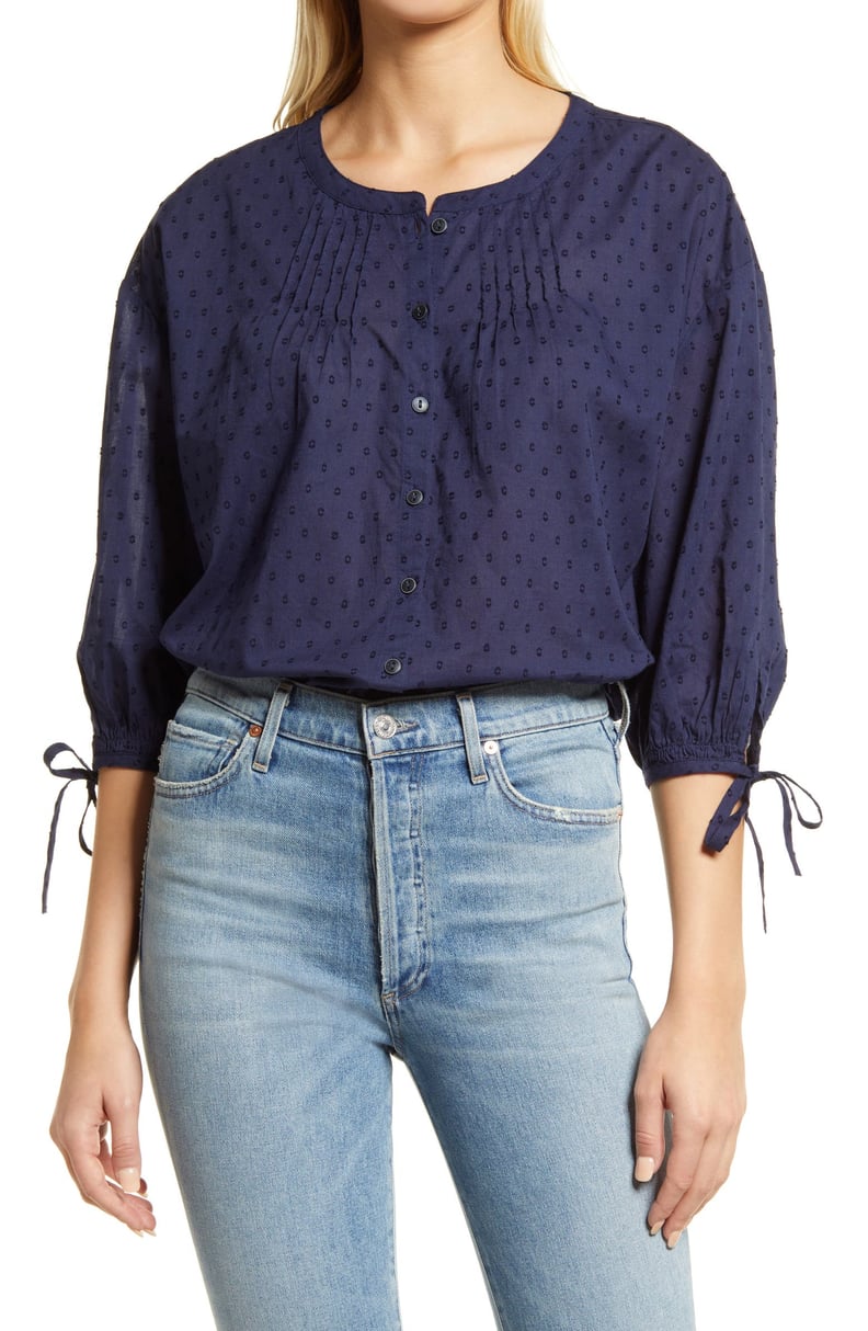 Caslon Three-Quarter Sleeve Button-Up Blouse