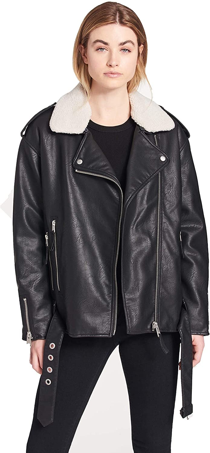 Levi's Oversized Faux Leather Motorcycle Jacket | These Amazon Leather  Jackets Will Take Your Spring Closet Up a Notch | POPSUGAR Fashion Photo 5