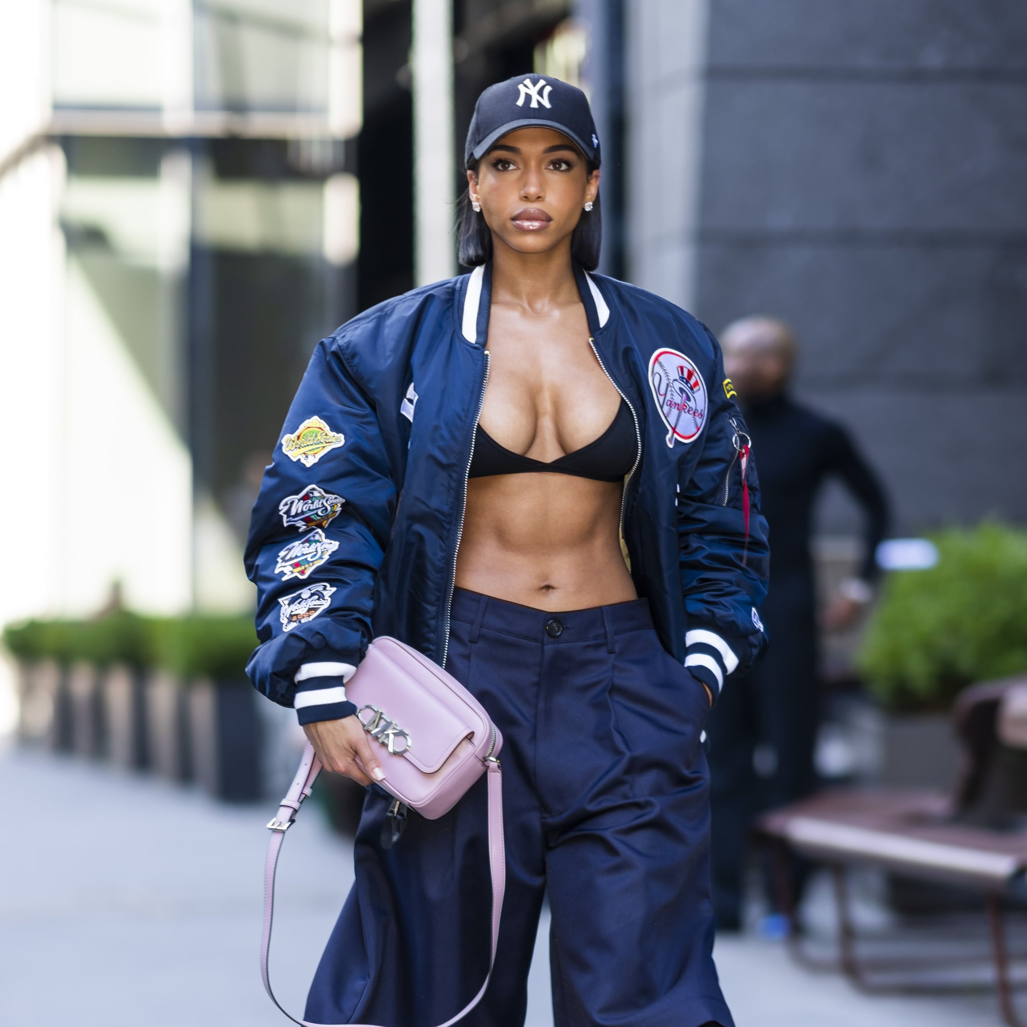 Lori Harvey's Yankees Outfit in New York City