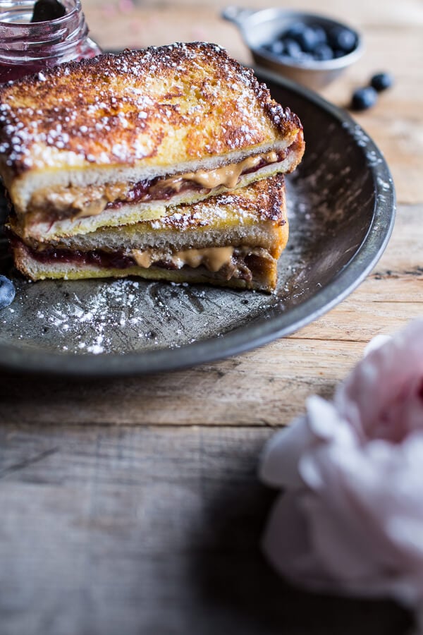 Peanut Butter and Rhubarb Jelly French Toast Sandwich