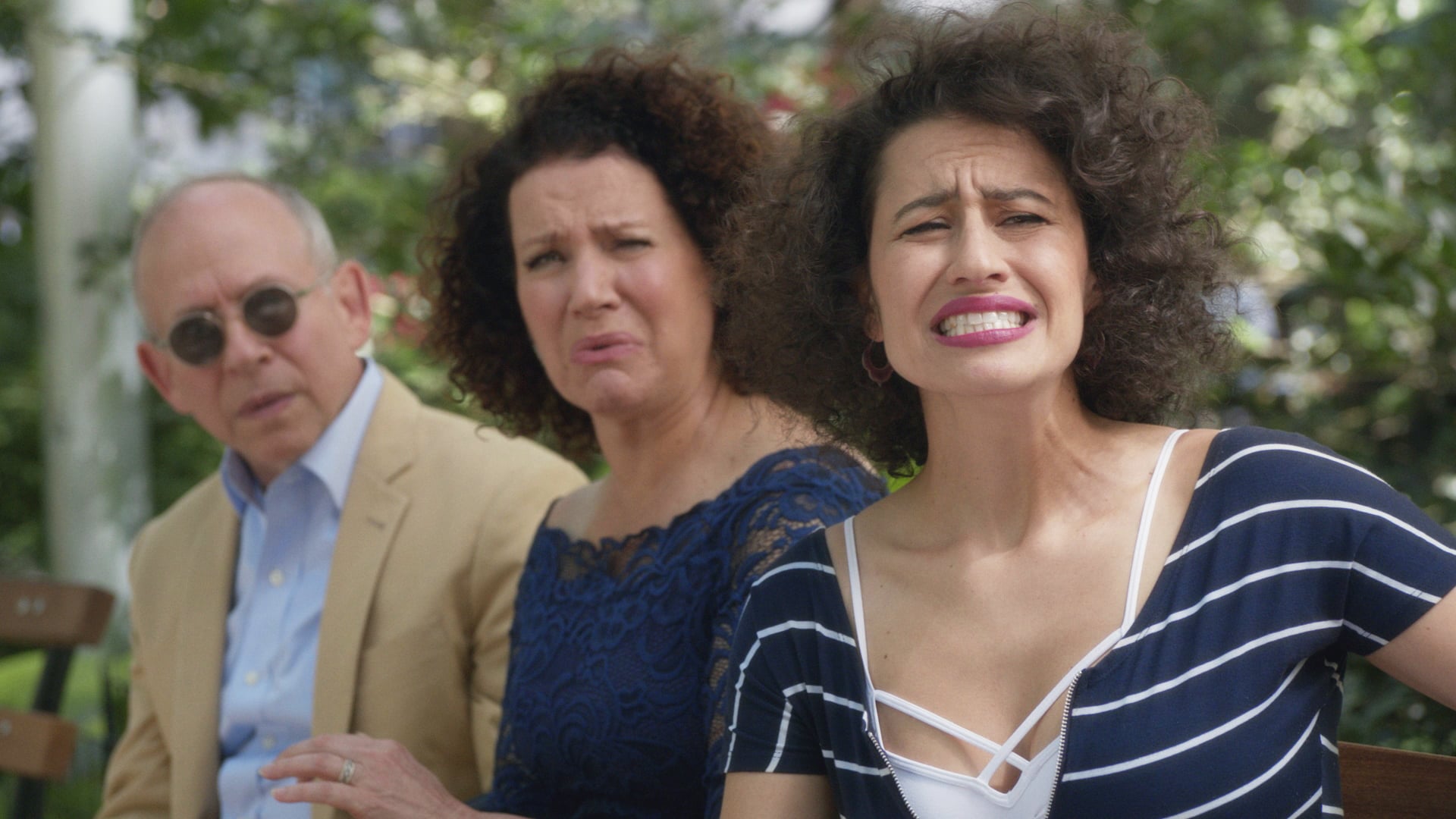 BROAD CITY, (from left): Bob Balaban, Susie Essman, Ilana Glazer, 'Burning Bridges', (Season 3, ep. 308, aired April 6, 2016). photo: Comedy Central / Courtesy: Everett Collection
