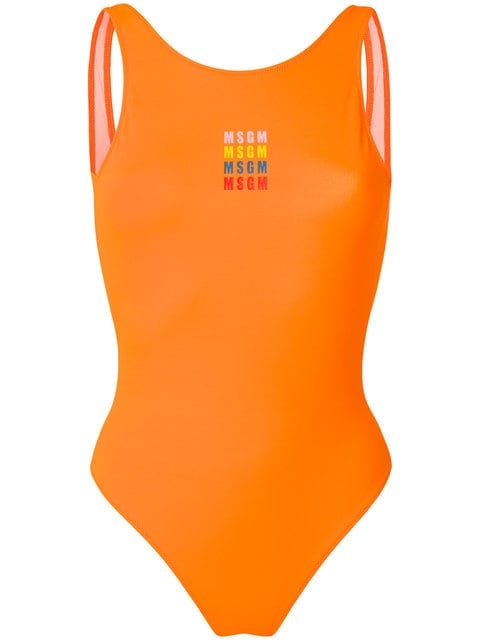MSGM Logo Print Swimsuit
