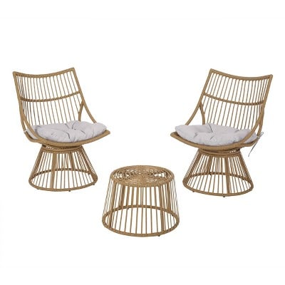 Christopher Knight Home Caryl Outdoor Wicker Chat Set