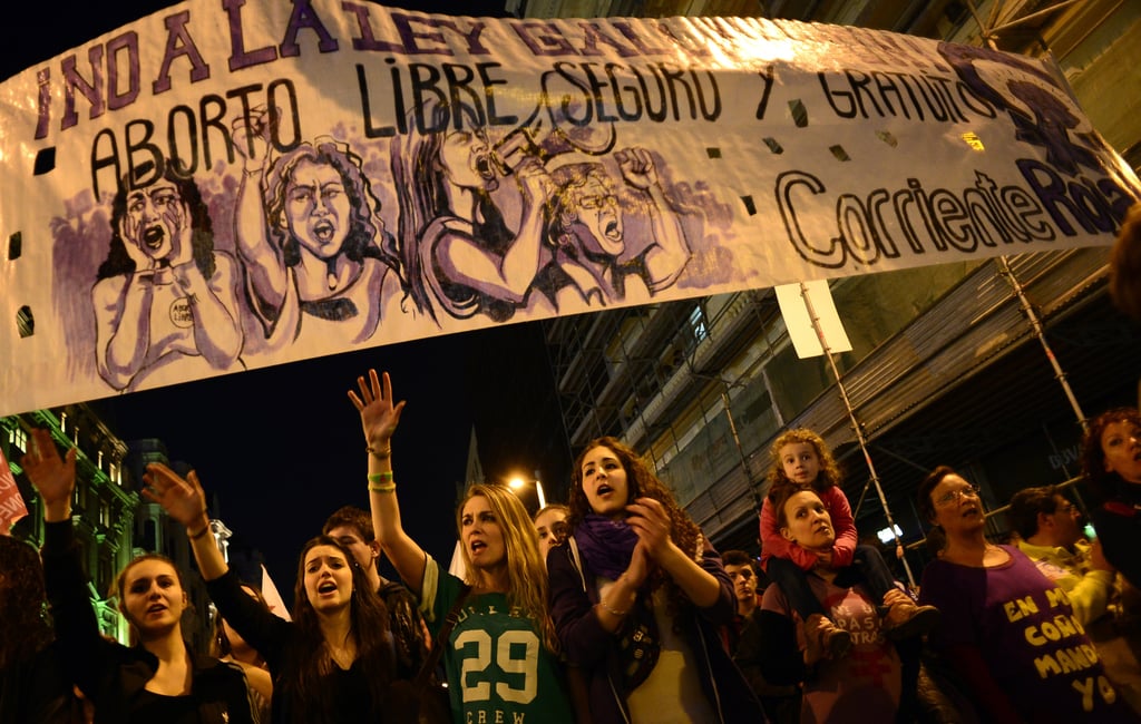Demonstrators in Madrid drew attention to women's rights issues on International Women's Day.