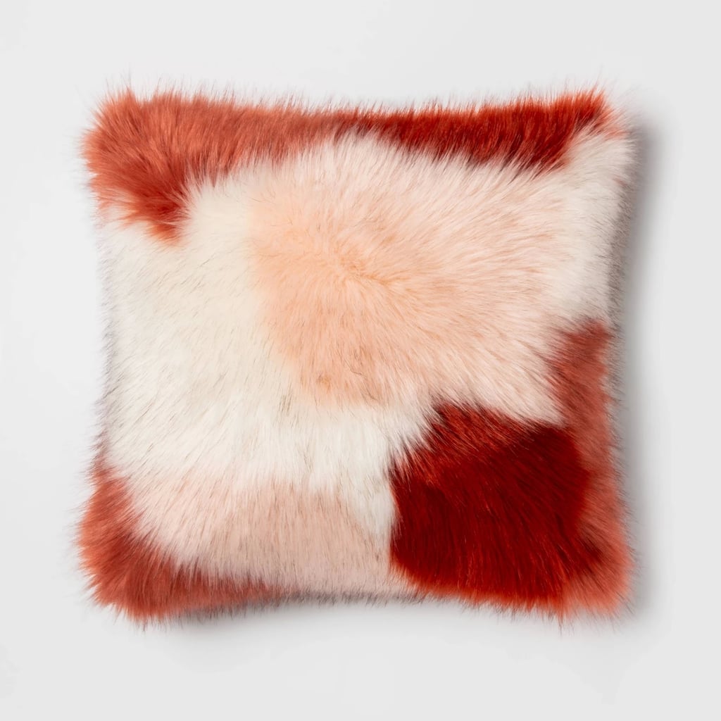 OH Multicolor Block Faux Fur Square Dec Pillow
