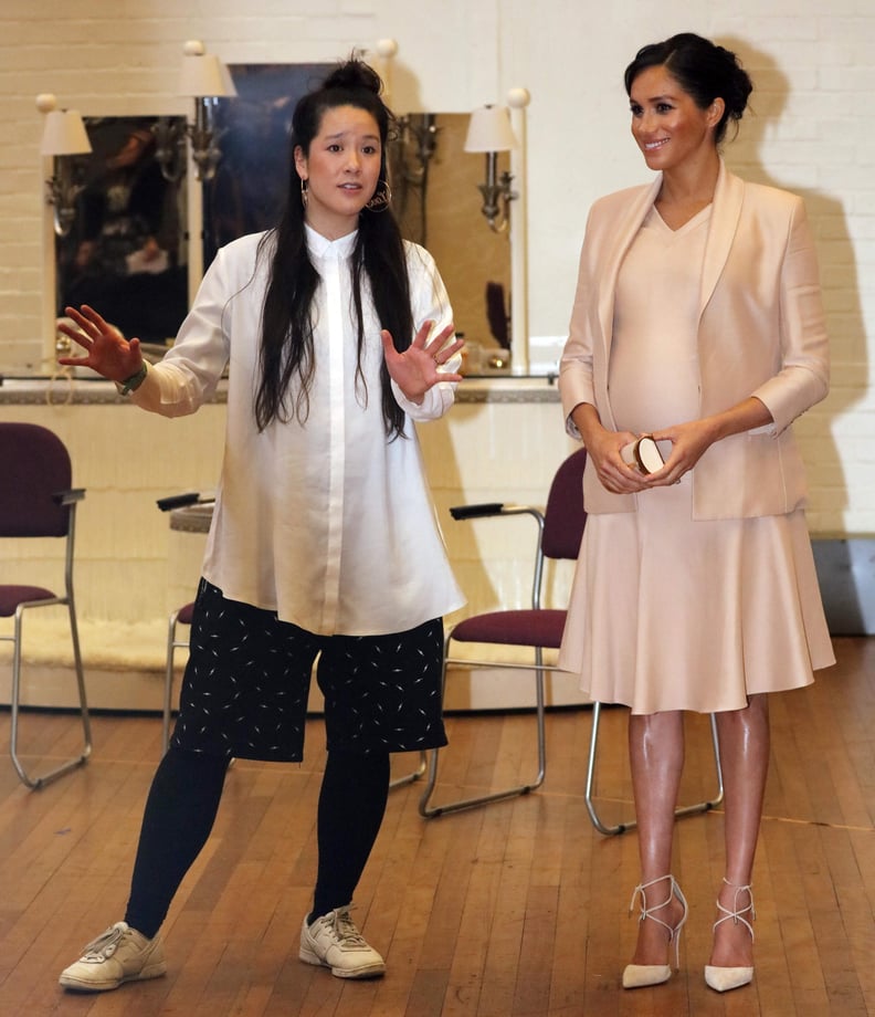 January: Meghan was in her element when she visited the National Theatre, one of her four royal patronages.