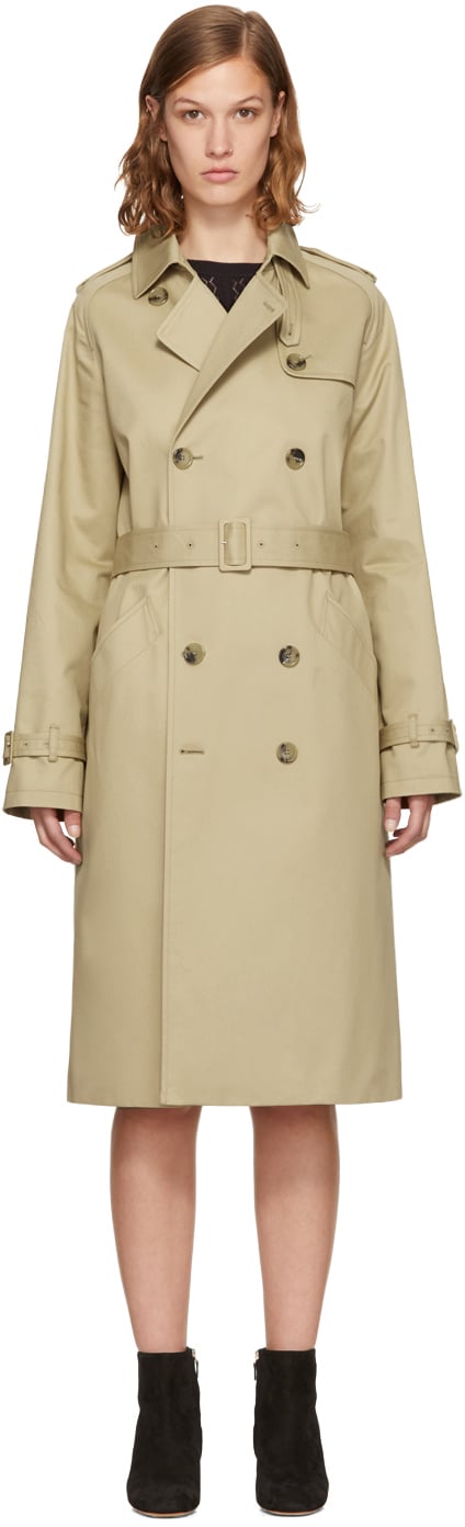 A.P.C. Beige Greta Trench Coat | Kate Moss Birkin Bag Trench Coat ...