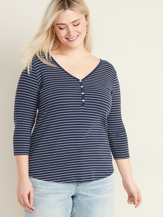 Old Navy Slim-Fit Rib-Knit 3/4-Sleeve Plus-Size Henley