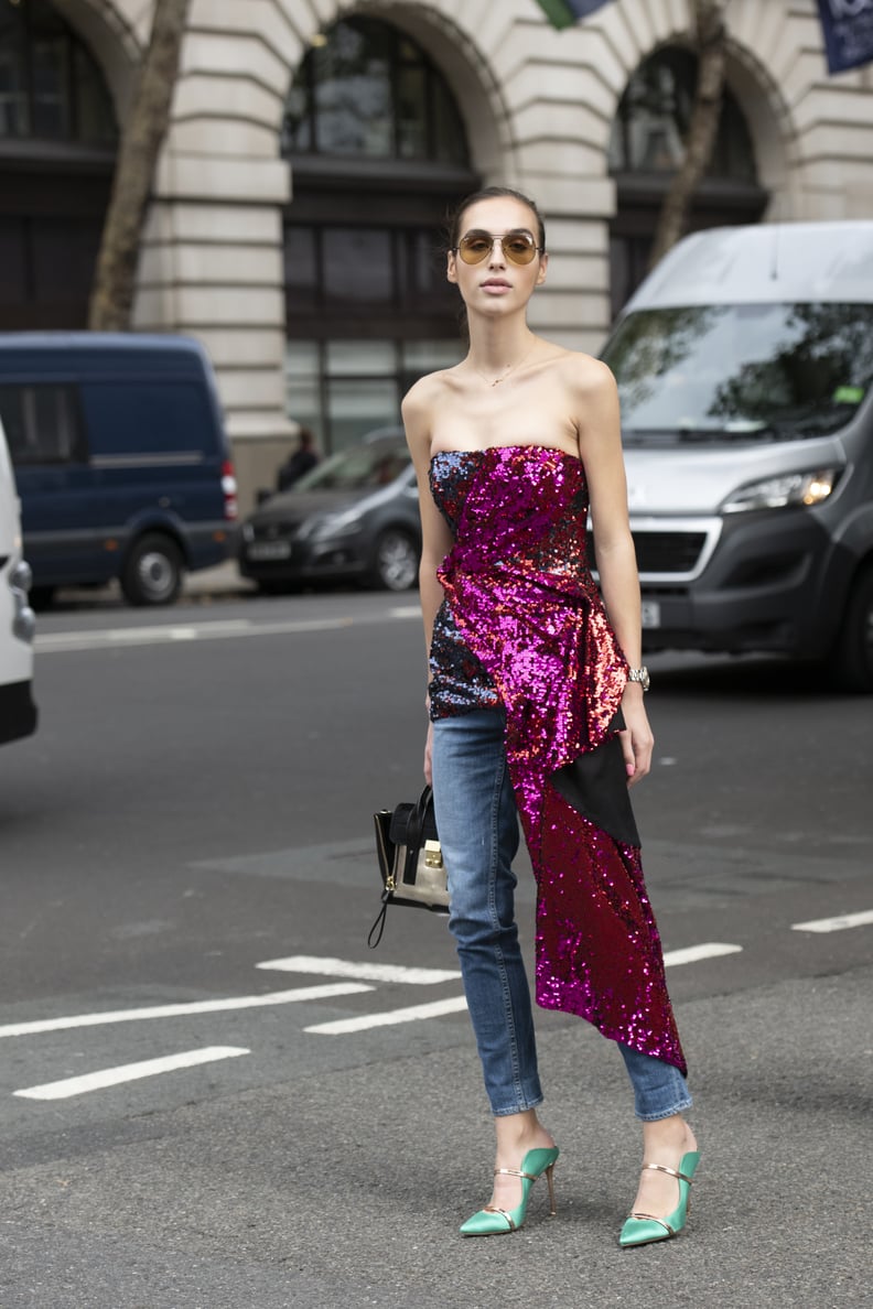 Sequin dress street style on sale