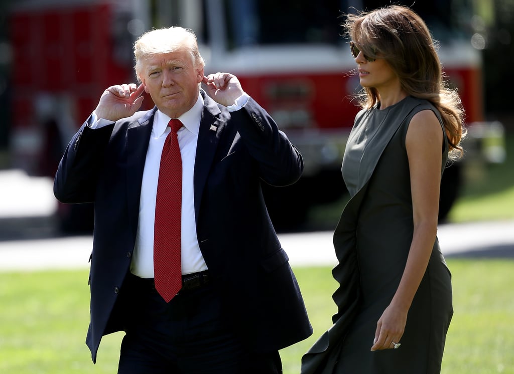 Melania Trump Wearing Green Dress and Leopard Heels