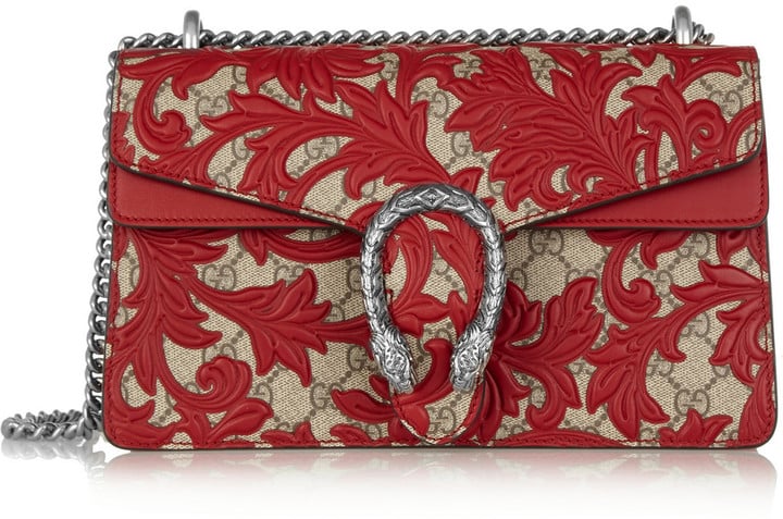 Gucci Dionysus Leather-Appliquéd Coated Canvas Shoulder Bag ($2,990)