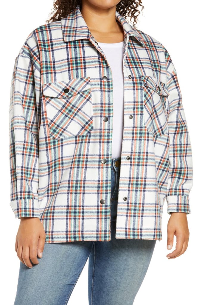 Plaid Fleece Shirt Jacket