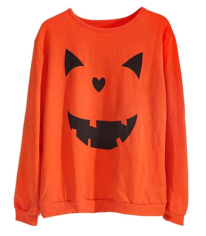 Women's Halloween Pumpkin Face Long Sleeve Sweatshirt