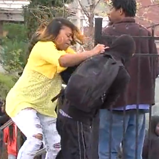 Mom Stops Son From Throwing Rocks in Baltimore Riot