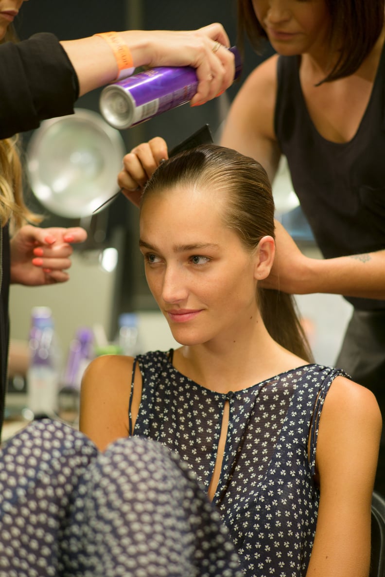 A Model Backstage at the Altuzarra Show