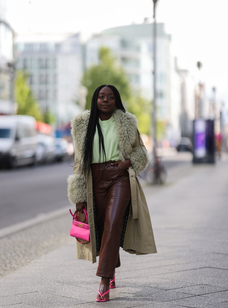 Complete Your Leather-Pants Ensemble With a Statement Fluffy Coat
