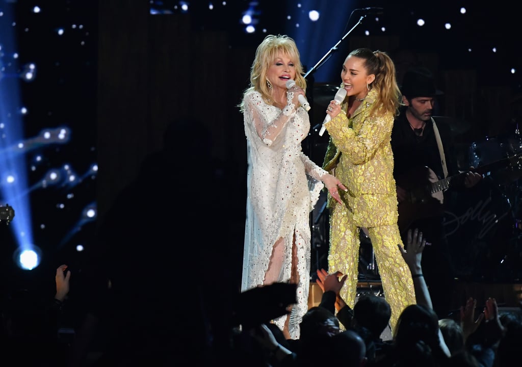 Miley Cyrus and Dolly Parton at the 2019 Grammys