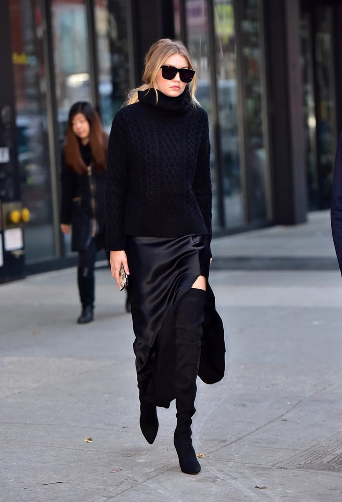Gigi Hadid in Long Black Skirt