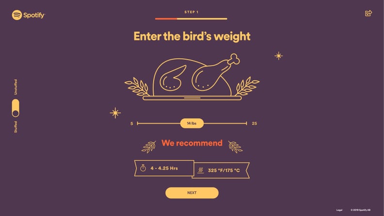 Simply Enter the Bird's Weight, and Spotify Will Even Give You Cooking Recommendations