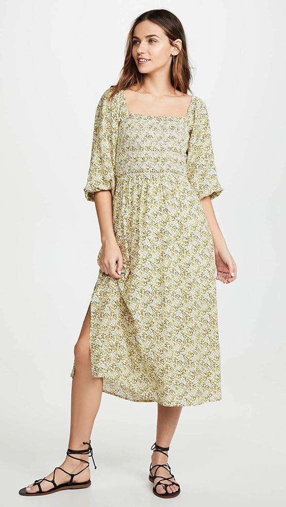 WAYF Nevah Smocked Midi Dress