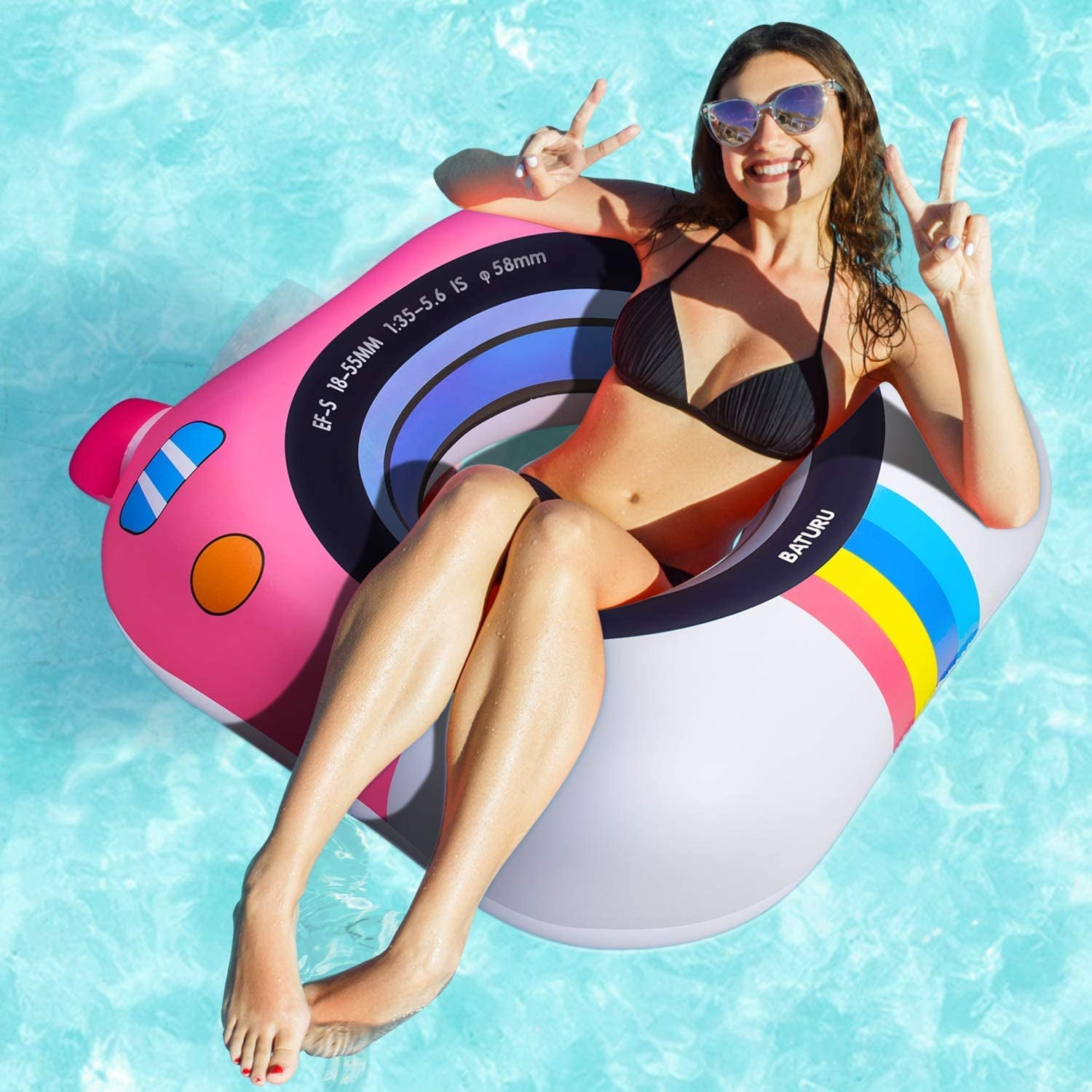 Yocharm Inflatable Swimming Pool Floats Rainbow Swimming Ring Floaties 43”/30” Summer Beach Swim Tubes Rings for Kids Adluts 