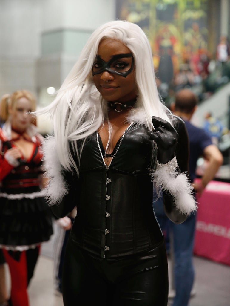 In order to not compete with her platinum wig, this cosplayer kept the rest of her look more muted.