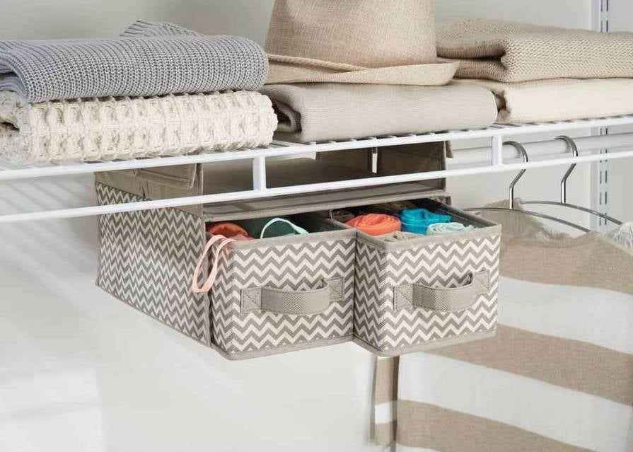 InterDesign Chevron Fabric Hanging Closet Storage Organizer