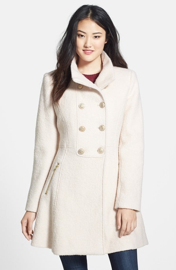 Guess Fit & Flare Bouclé Military Coat