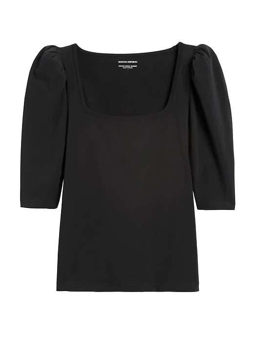 Square-Neck Puff-Sleeve T-Shirt