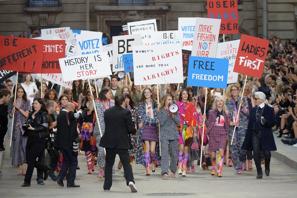 Chanel Spring 2015 Fashion Show Protest Pictures