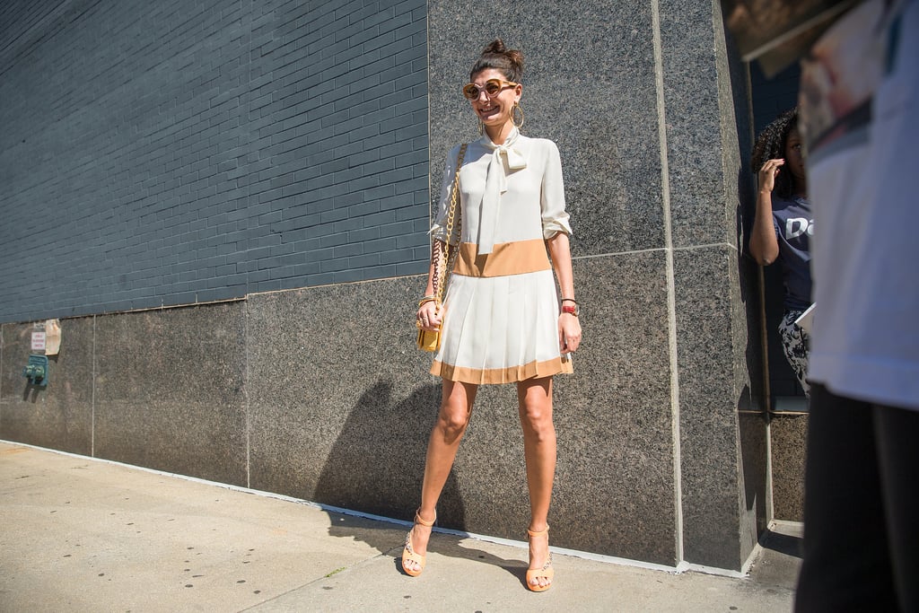 A TwoToned Dress With Retro Accessories Spring Outfits For Work