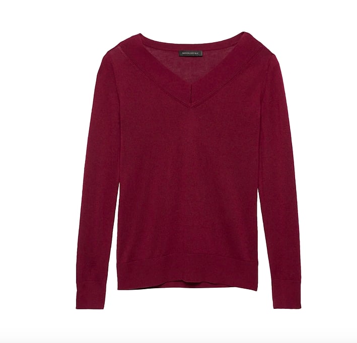 Silk Cashmere Varsity V-Neck Sweater