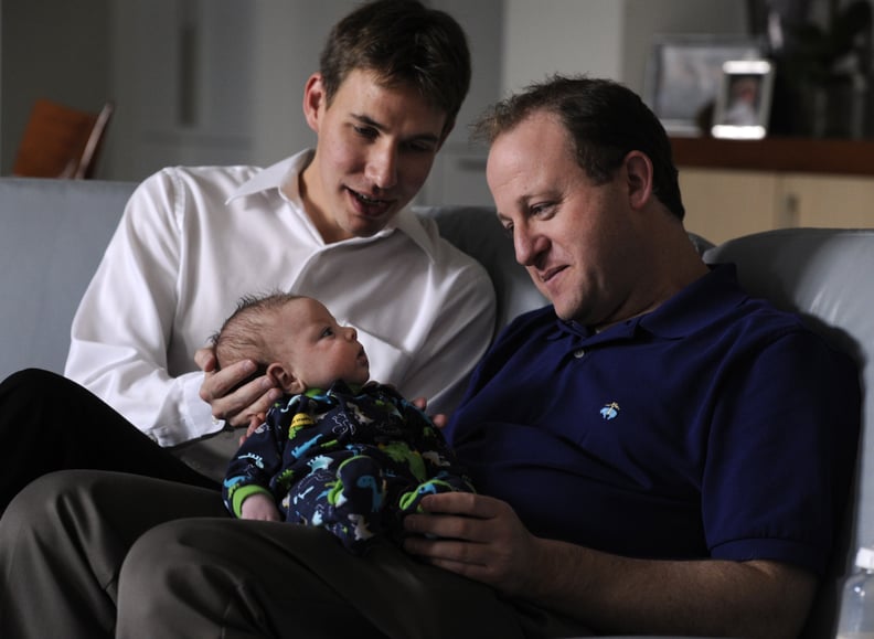 U.S. Rep. Jared Polis, right, and his partner Marlon Reis at their home in Boulder with their 9-week-old son CJ, on Monday, Nov. 21, 2011. Kathryn Scott Osler, The Denver Post  (Photo By Kathryn Scott Osler/The Denver Post via Getty Images)
