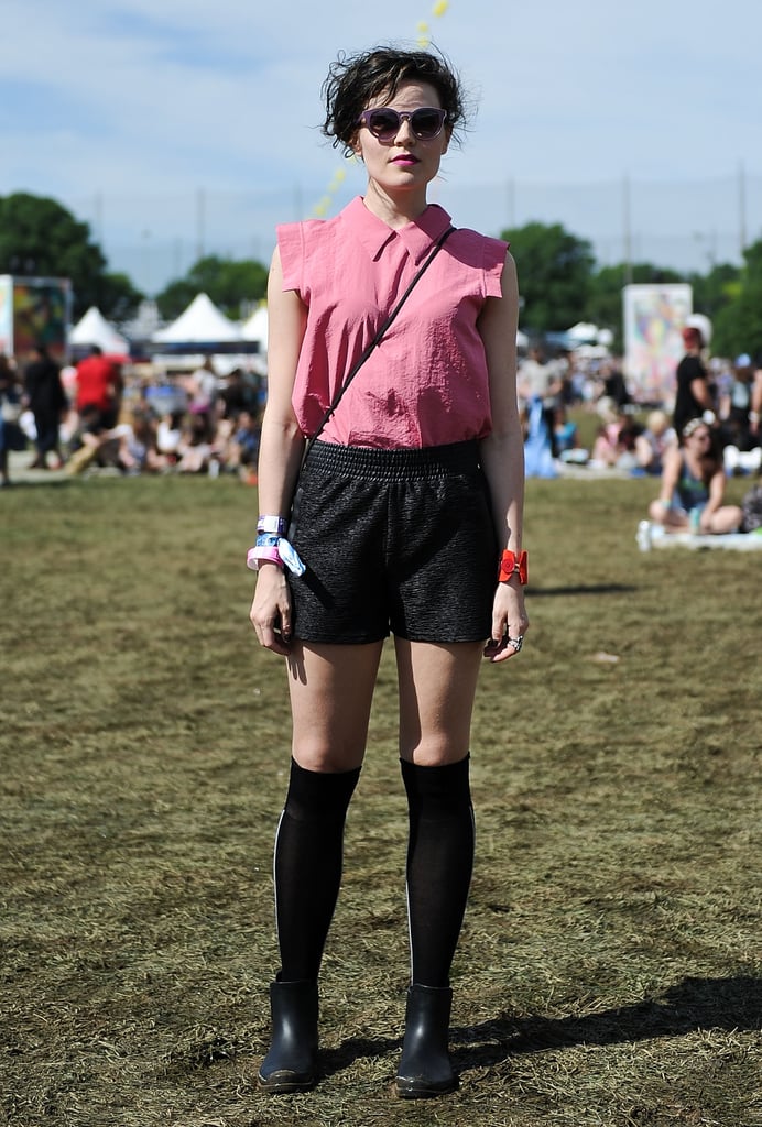 A vintage collared top and black shorts were a unique look on their own, but knee-high socks added an extra punch.
