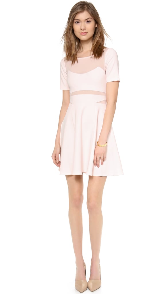 Elizabeth and James Selena light pink short-sleeve dress with sheer inserts ($365)