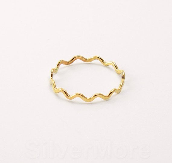 Etsy Thin Yellow 14k Gold Filled Zigzag Stacking Ring