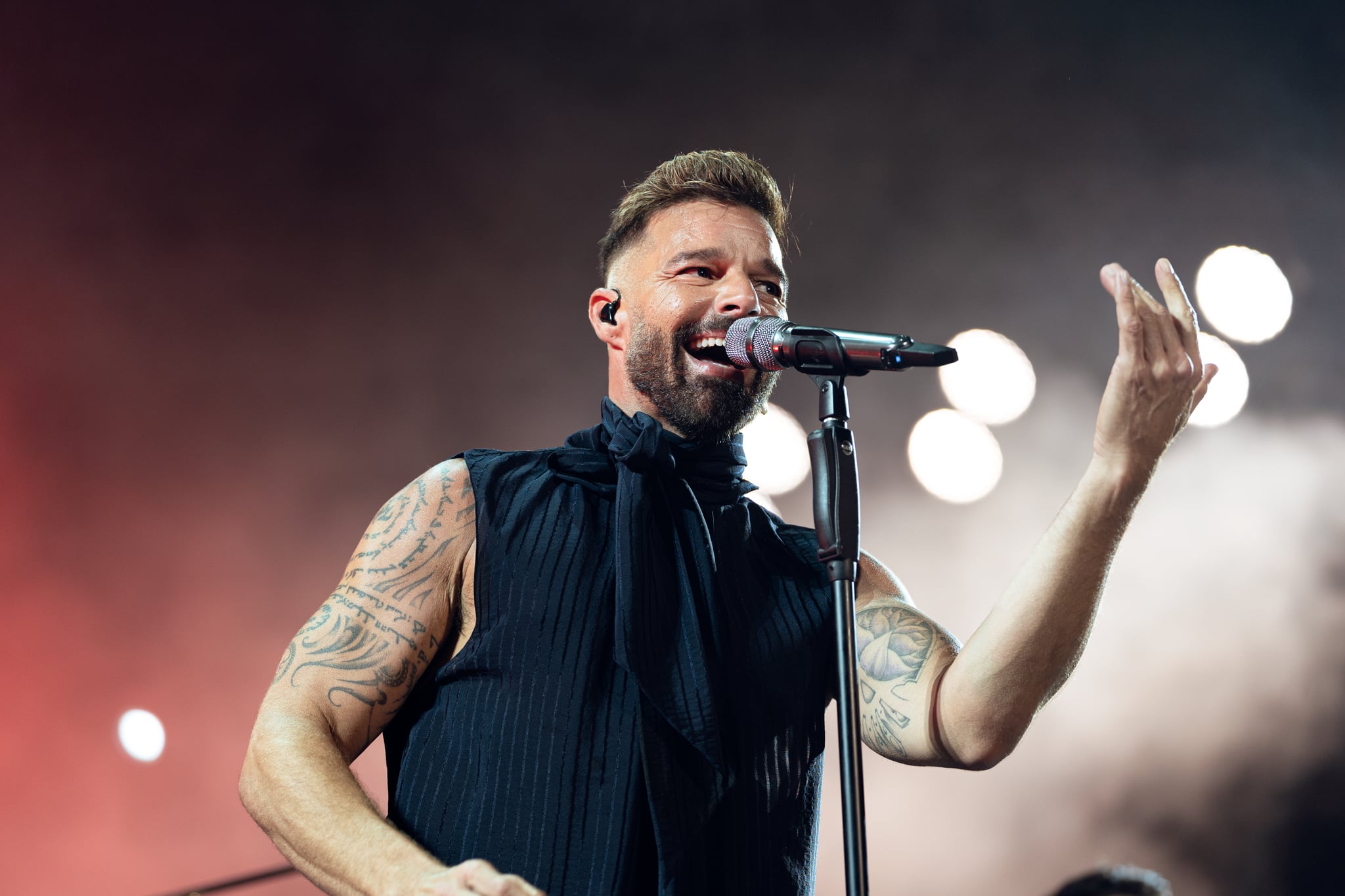 MALAGA, SPAIN - JULY 15: Puerto Rican singer Ricky Martin performs on stage during Starlite Occident 2023 at Cantera de Nagüeles on July 15, 2023 in Malaga, Spain. (Photo by STARLITE/Redferns)