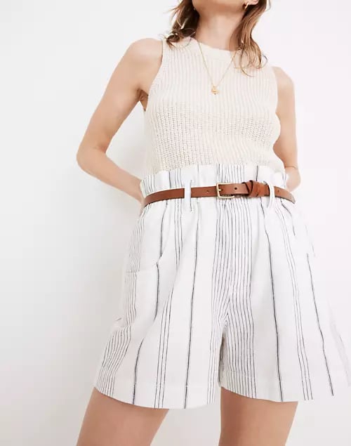 Madewell + Striped Linen-Blend Paperbag Pants