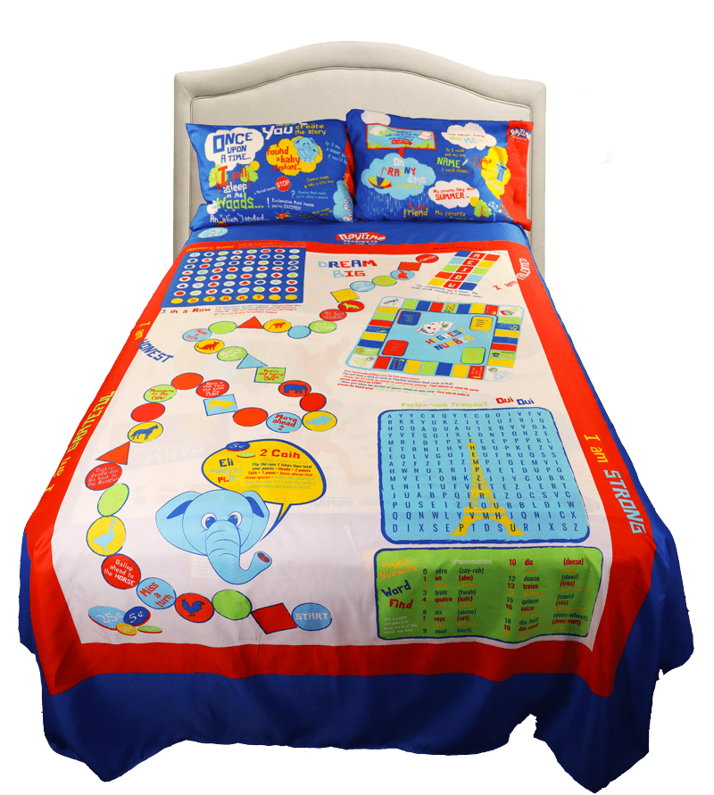 The Blue Bed Sheet Set Is Positively Decked Out With Fun Activities