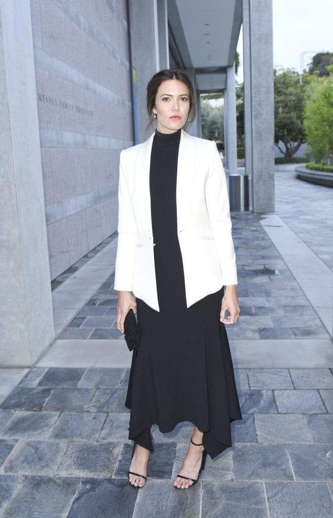 Mandy took a page from Rebecca's fashion handbook when she paired this black turtleneck dress with a white blazer when she attended the Communities in Schools Annual Celebration in May 2018.