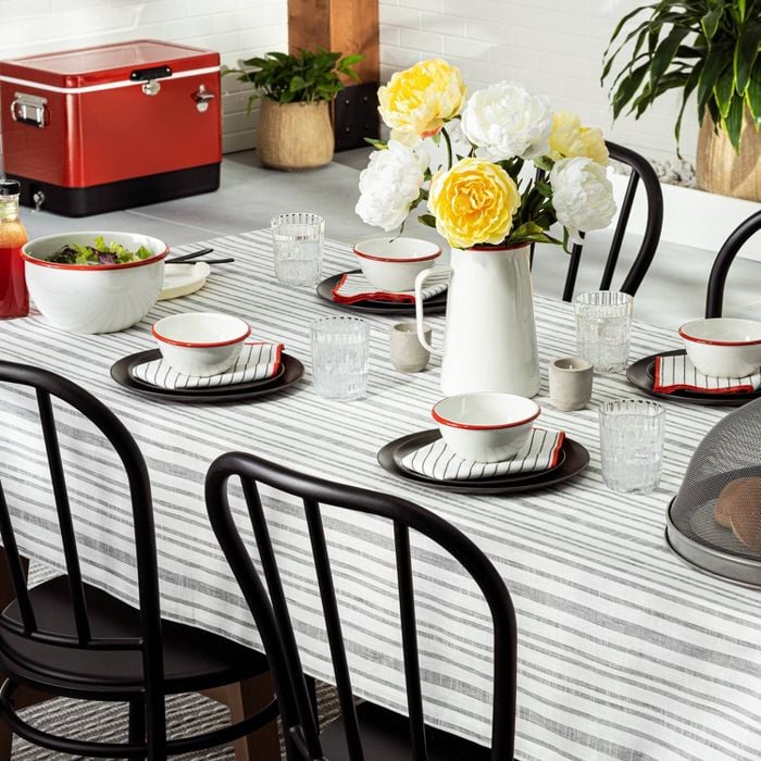 Dress Up Your Dining Room: Hearth & Hand With Magnolia Multistripe Tablecloth