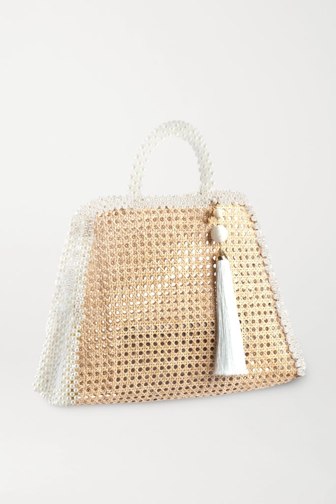 Rosantica Lido Faux Pearl-Embellished Wicker Tote