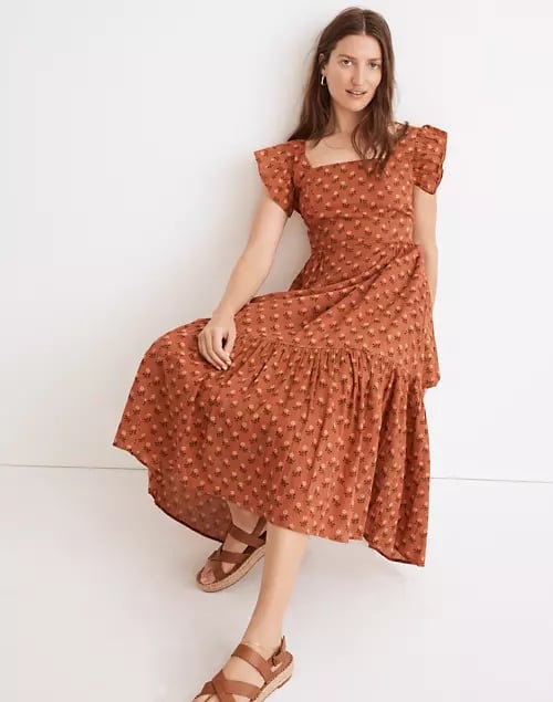 裙:Madewell Ruffle-Strap分层Midi礼服