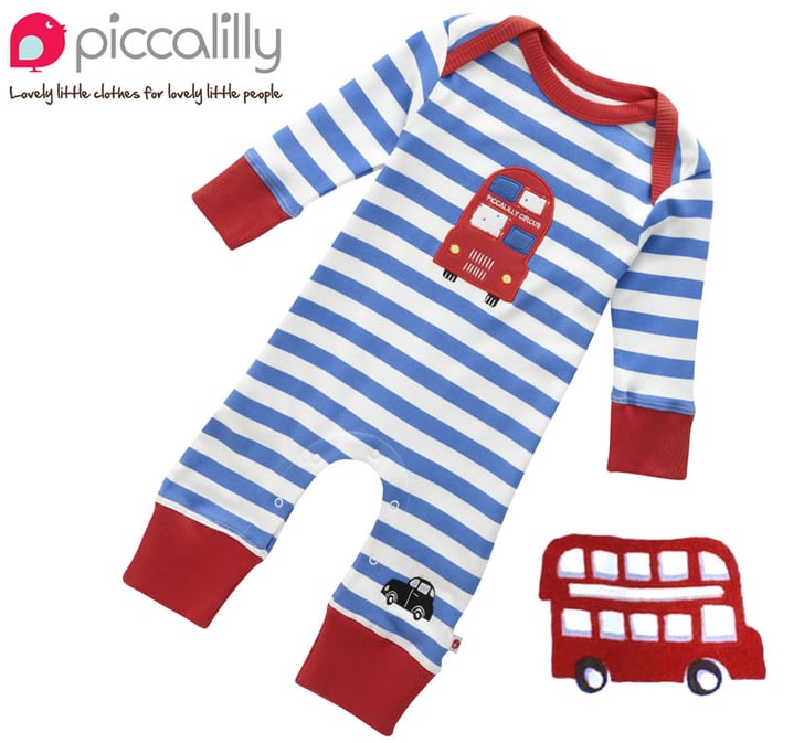 How sweet is Babipur's Piccalilly Organic Cotton London Bus Playsuit