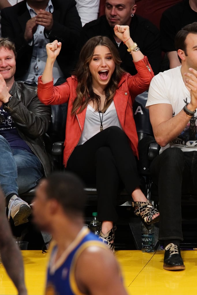 Sophia Bush had a winning smile during a Lakers game in April 2012.