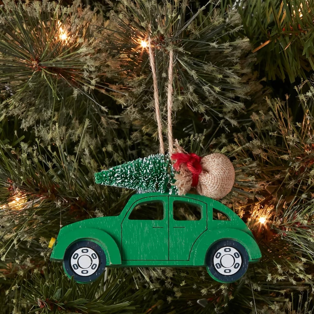 Wood Vehicle Round Car Christmas Tree Ornament