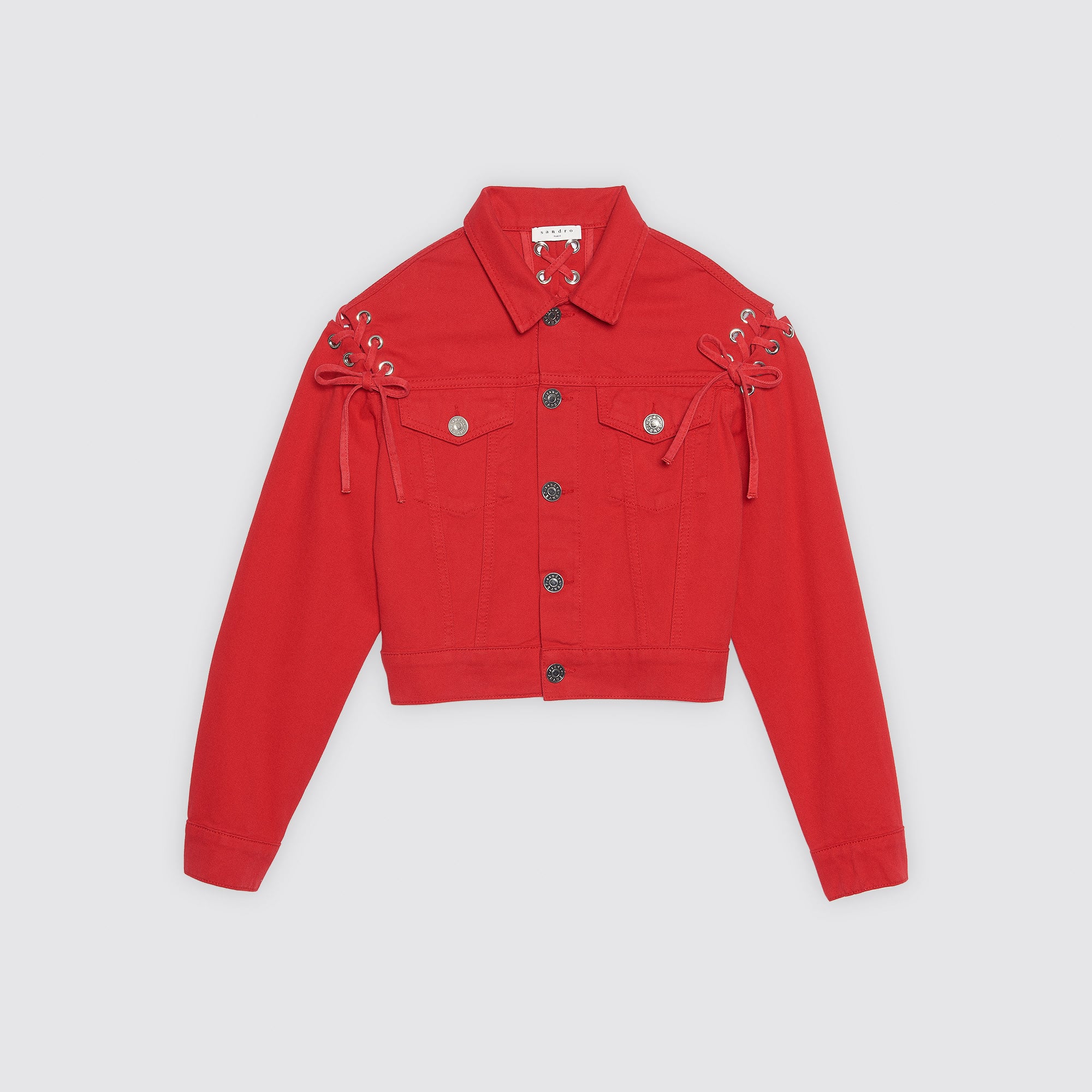 Selena Gomez Red Denim Jacket at Disney 2018 POPSUGAR Fashion
