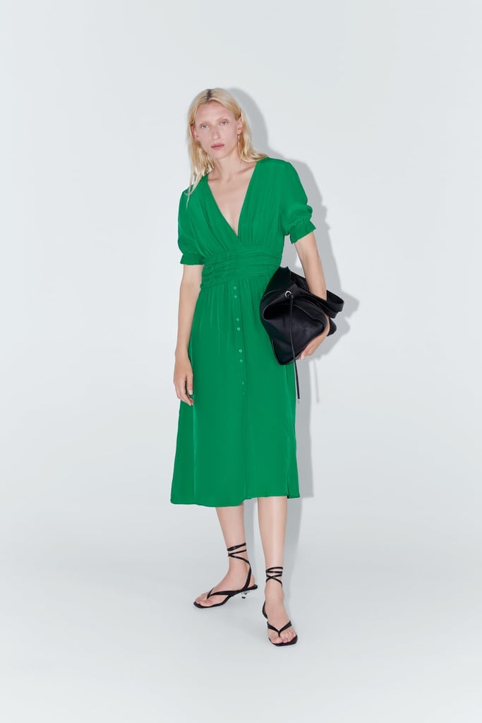 Buttoned Draped Dress