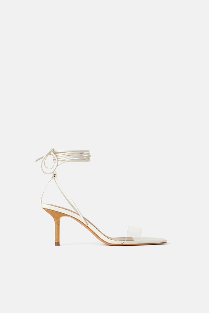 Zara Heeled Sandals With Wood And Vinyl